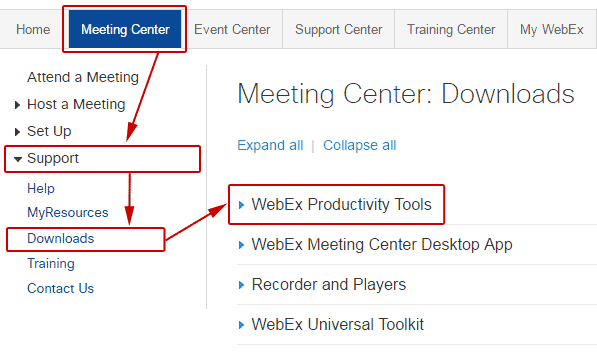 Cisco webex productivity tools mac download